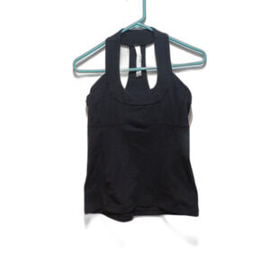 Lululemon Scoop Neck Black Tank Top Razorback Built In Bra Size 8